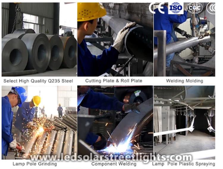 production process of outdoor solar lamp post